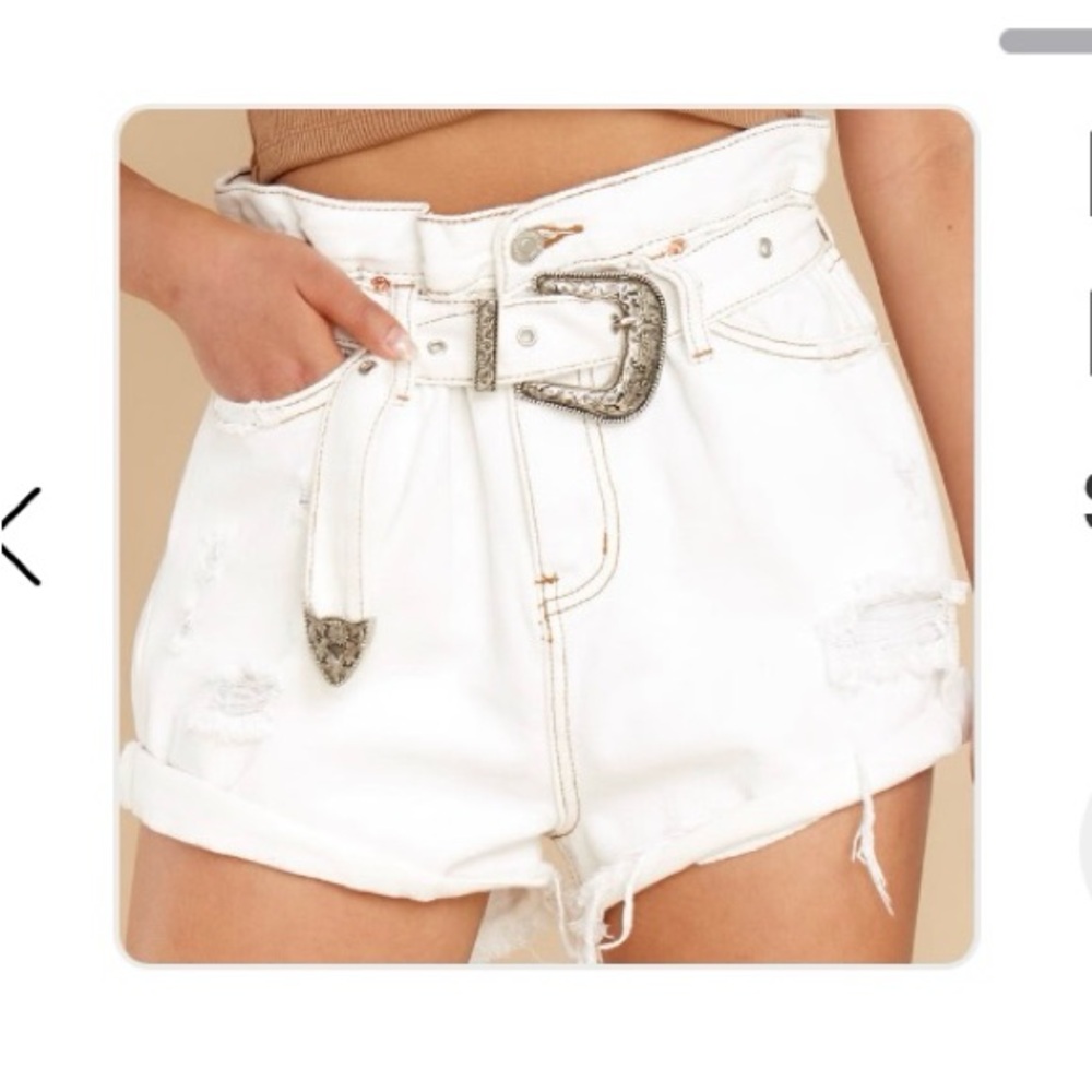 Distressed White Shorts